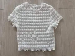 【美品】GU ジーユー　シャーリングT 半袖　ホワイト　Mサイズ