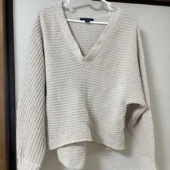 AMERICAN EAGLE ベージュ Vネックニット M アメリカンイーグル