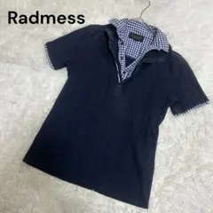 Radmess MEN’S BIGI 半袖 ポロシャツ レイヤード風 ネイビー