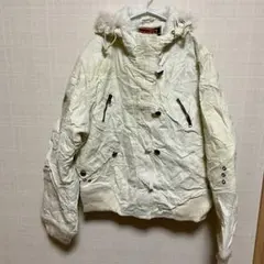 00s Y2K ギミック ナイロンジャケット テック 裏ボア ファー ホワイトM