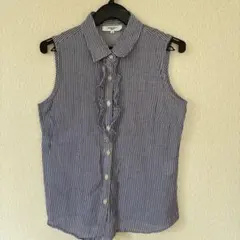 NATURAL BEAUTY BASIC ストライプノースリーブシャツ S