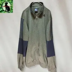 美品✨adidas ジップアップ　ジャケット 3本ライン　ダークグリーン