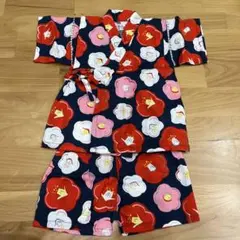 女の子　ネイビー　花柄　ピンク　赤　白　甚平　　サイズ80 くろわっさんすべべ