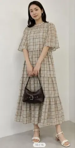 PINKHOUSE ピンクハウス ギンガムチェックレイヤードワンピース ハッカ