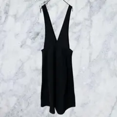 12782 アダプトリテイリング Vネック ジャンパースカート 黒 ロング丈古着