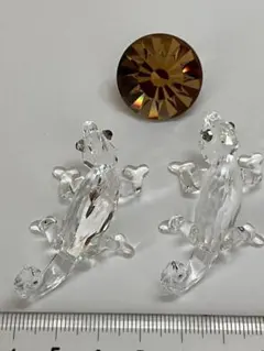 カメレオン　２匹＋α　スワロフスキー置物