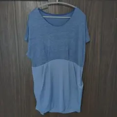 GALLARDAGALANTE ブルー系 半袖カットソー 異素材切り替えのサムネイル