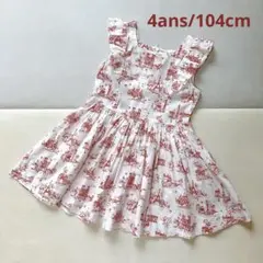 PETITBATEAU プチバトー　パリ　ネコ柄ワンピース　4ans/104cmのサムネイル