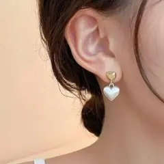 クリスマス特売　ハート型ペンダントピアス ゴールド ホワイト