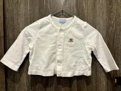 ミキハウス70クマ刺繍 長袖カーディガン ホワイト