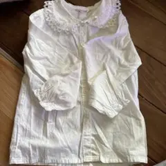 ホワイト コットン 長袖シャツ レース襟　七五三