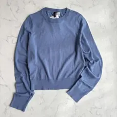 新品　デイバイデッド　H＆M　クルーネックニット　セーター【XS】ブルー　長袖のサムネイル