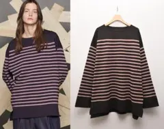MAISON SPECIAL ミラノリブ ボーダー ボートネック ニットのサムネイル