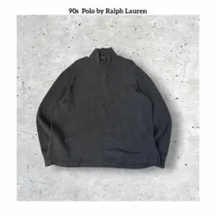 90s ポロ ラルフローレン ハーフジップ 刺繍ロゴ ニット スウェット