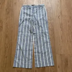 BANANA REPUBLIC コットンリネン　麻混　ストライプ　ワイドパンツ