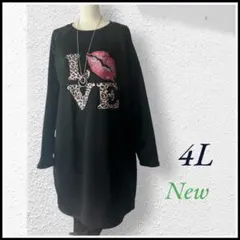 大きいサイズ カジュアル プリント チュニック 4L ブラック