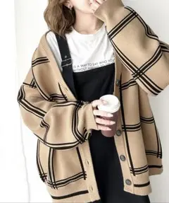 クラシカルエルフ　Wジャガードチェック柄カーディガン