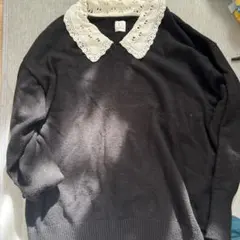 U by SPICK & SPAN 黒ニットセーター レース襟