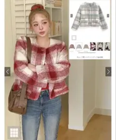 GRL チェック柄シャギージャケット