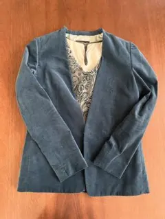 トゥモローランド　ダークブルー ノーカラージャケット サイズ36