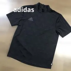 adidas モックシャツ　ハイネック　半袖　ゴルフ　総柄