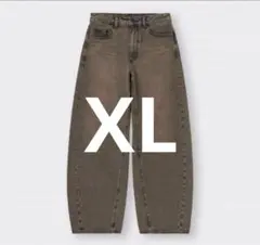 GU バレルレッグジーンズ　デニム ブラウン　レディース XL