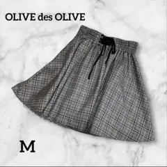 OLIVE des OLIVE グレーチェック フレアスカート ウエストゴム M