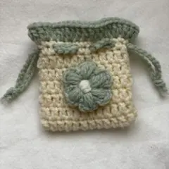 ハンドメイド AirPods入れ お花ケース 小物入れ 巾着ポーチ 編み物