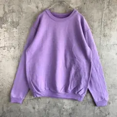 Y3192古着 トレーナー スウェット 紫 無地 90s Y2K