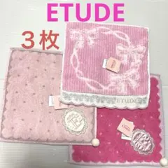 新品☆ETUDE エチュード ハンカチタオル ラメ入り リボン 水玉ドット柄3枚のサムネイル