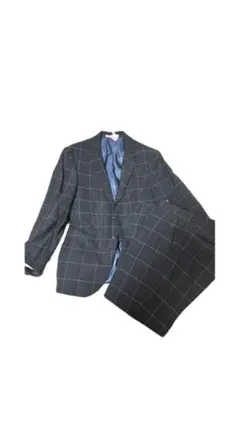 紺色チェック柄 カジュアルスーツ