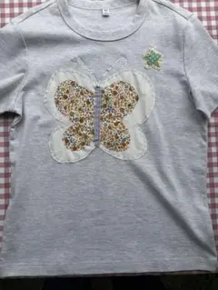 ハンドメイドTシャツ 蝶々モチーフ