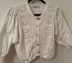 ホワイト カーディガン レースZARA