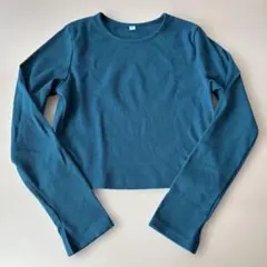 GU レディース　カットソー　緑　XL リブクロップドT 今季