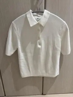 ユニクロ　ポロセーター　半袖　白　M