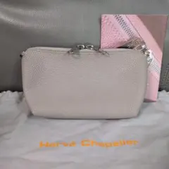極美品】 エルベシャプリエ 8797G リュクス スクエアポーチ エクリュ
