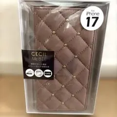 CECIL McBEE iPhone17 手帳型ケース キルティング ピンクモカ