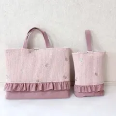 レッスンバッグ 上履き入れ 体操服袋 ヌビ ハート刺繍 - メルカリ