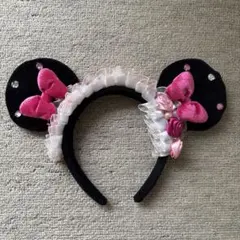 ミニー耳 カチューシャ 花飾り付き