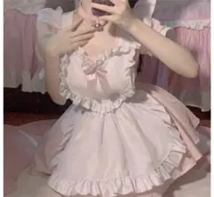 メイド服 ピンク コスプレ ハロウィン リボン 半袖