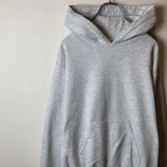 ギルダン パーカー プルオーバー ビッグプリント ライトグレー S 古着