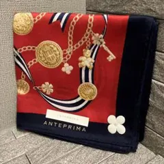 【新品・未使用】ANTEPRIMA ハンカチ レッド ネイビー チェーン柄のサムネイル