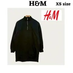 H&M ブラック ハーフジップトレーナー XSサイズ　トレーナーワンピ