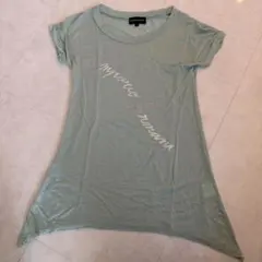 ストーン装飾 半袖Tシャツ ライトブルー