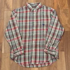 CHAPS チャプス ボタンダウン チェック シャツ ベージュ×赤 Mサイズ