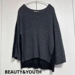 ダークグレー ケーブル&シャギーニット