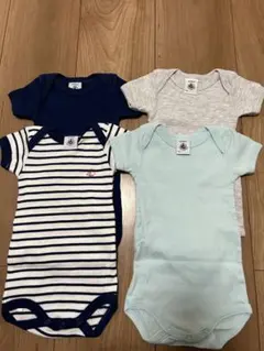 プチバトーベビー肌着 半袖ボディスーツ 4点セット3m60cm