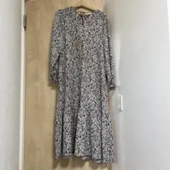 studio CLIP 花柄長袖ワンピース M ポリエステル100%