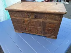 アンティーク木製収納箱 3引き出し付き