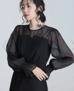 POURVOUS ブラック パーティードレスM